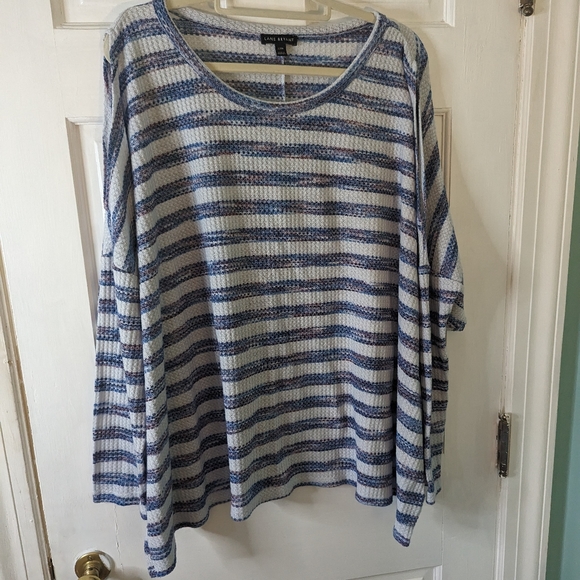 Lane Bryant Sweaters - Lane Bryant oversized striped sweater cold shoulder 3x